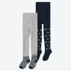 NKD Baby-Jungen-Strickstrumpfhose mit Fahrzeug-Motiv, 2er-Pack