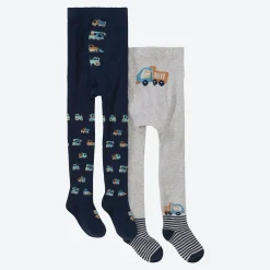 NKD Baby-Jungen-Strickstrumpfhose mit Fahrzeug-Motiv, 2er-Pack