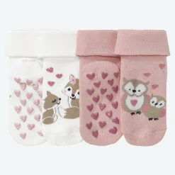 NKD Baby-Mädchen-ABS-Socken mit Waldtier-Motiv, 2er-Pack