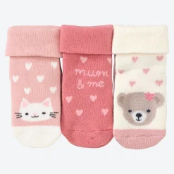 NKD Baby-Mädchen-Frotteesocken mit Tier-Motiven, 3er-Pack