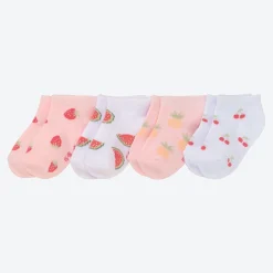 NKD Baby-Mädchen-Sneaker-Socken im süßen Früchtedesign, 4er-Pack