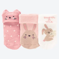 NKD Baby-Newborn-Frotteesocken mit Häschenmusterung, 3er-Pack