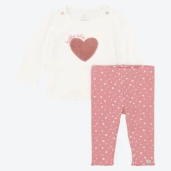 NKD Baby-Newborn-Mädchen-Set mit Herzstickerei, 2-teilig