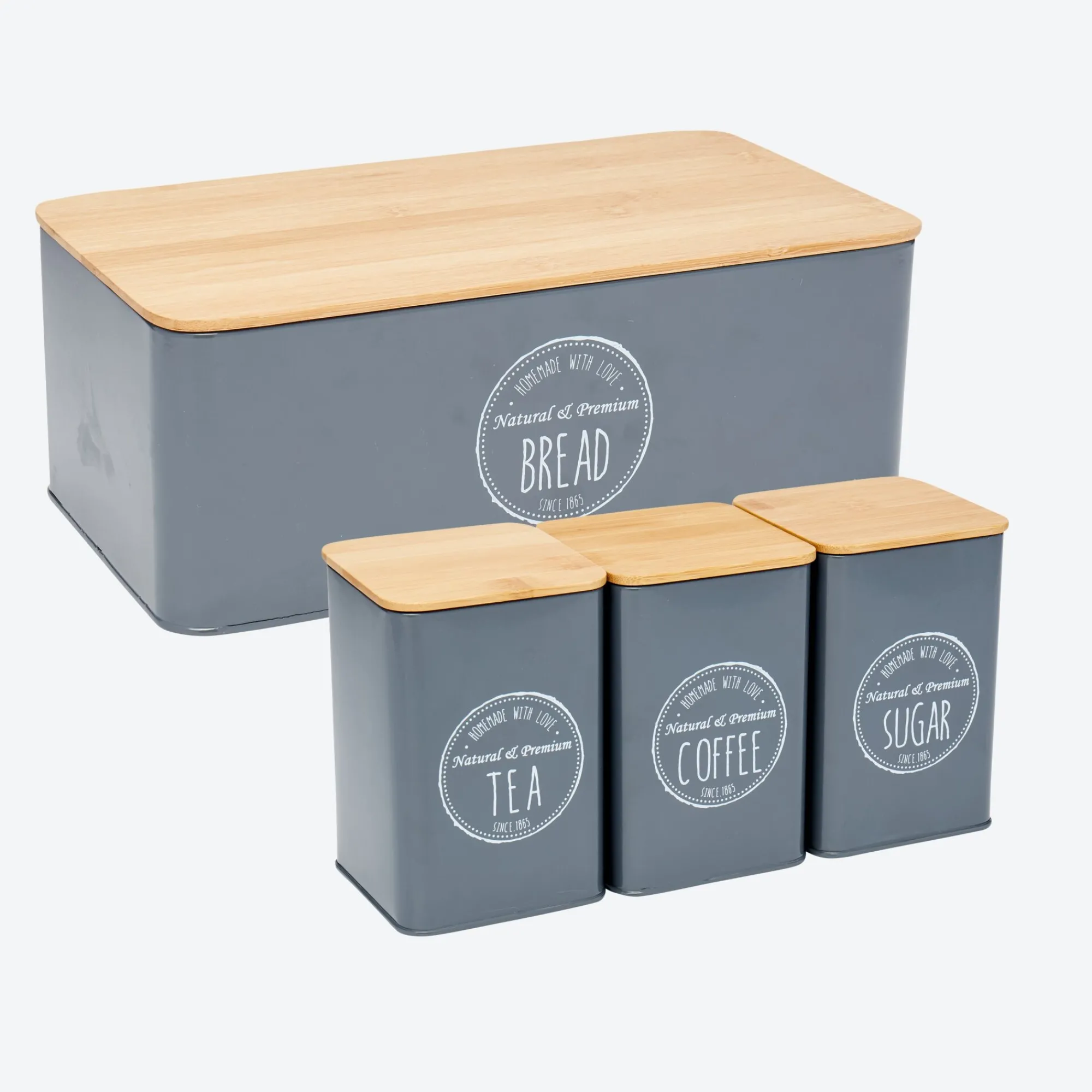 NKD Brotdosen-Set mit Bambusdeckel, 4er-Set