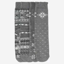 Damen NKD Damen-ABS-Socken in winterlichem Design, 2er-Pack