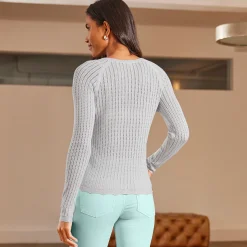 Damen NKD Damen-Ajour-Pullover mit Lurex-Effekt
