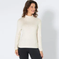 Damen NKD Damen-Ajour-Pullover mit Rüschenkante