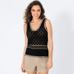 Damen NKD Damen-Ajour-Strick-Top aus Baumwolle