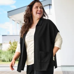 Damen NKD Damen-Cardigan mit Hemdkragen, große Größen