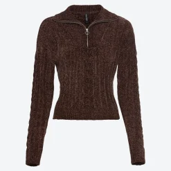 Damen NKD Damen-Chenille-Troyer mit Reißverschluss