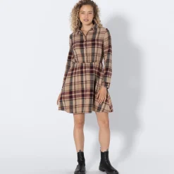 Damen NKD Damen-Flanell-Kleid mit Knopfleiste