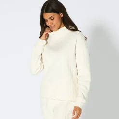 Damen NKD Damen-Homewear-Oberteil mit Zopfstrickmuster