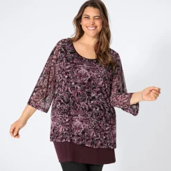 Damen NKD Damen-2-in-1-Langarmshirt mit Mesh