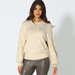Damen NKD Damen-Jacquardpullover mit Rundhalsausschnitt