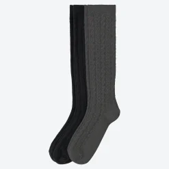 Damen NKD Damen-Kniestrümpfe mit Zopf-Muster, 2er-Pack