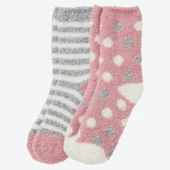 Damen NKD Damen-Kuschelsocken mit Muster, 2er-Pack