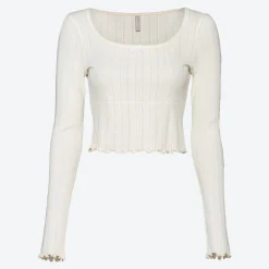 Damen NKD Damen-Langarmshirt mit Ajourmuster