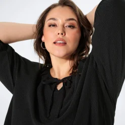 Damen NKD Damen-Langarmshirt mit Crincle-Effekt, große Größen