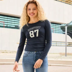 Damen NKD Damen-Langarmshirt mit Frontaufdruck