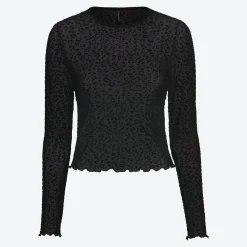 Damen NKD Damen-Langarmshirt mit Leo-Flock-Print