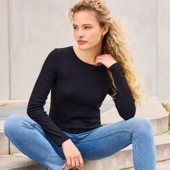 Damen NKD Damen-Langarmshirt mit Ripp-Struktur