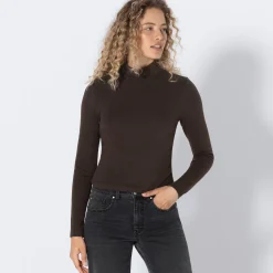 Damen NKD Damen-Langarmshirt mit Stehkragen