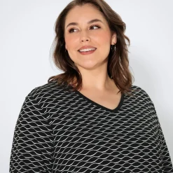 Damen NKD Damen-Langarmshirt mit V-Ausschnitt, große Größen