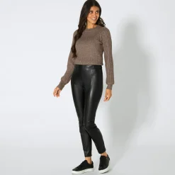 Damen NKD Damen-Leggings in Kunstleder-Optik