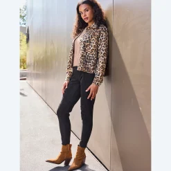 Damen NKD Damen-Leggings in Velour-Optik