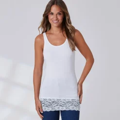 Damen NKD Damen-Longtop mit Spitze am Saum