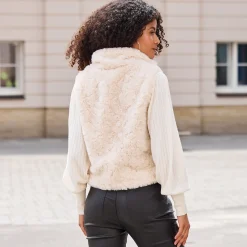 Damen NKD Damen-Outdoor-Kunstfellweste mit Reißverschluss