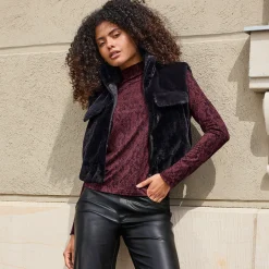 Damen NKD Damen-Outdoor-Kunstfell-Weste mit Reißverschluss