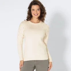 Damen NKD Damen-Pullover mit Blumen- und Perlen-Details