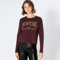 Damen NKD Damen-Pullover mit Glitzer-Schriftzug