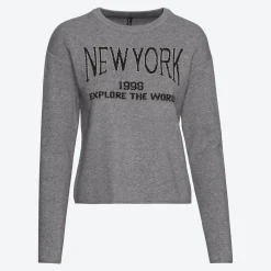 Damen NKD Damen-Pullover mit Glitzer-Schriftzug