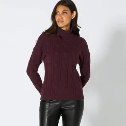 Damen NKD Damen-Pullover mit Zopfstrickmuster