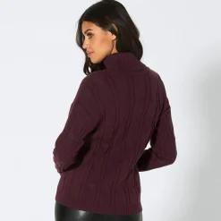 Damen NKD Damen-Pullover mit Zopfstrickmuster