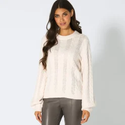 Damen NKD Damen-Pullover mit Zopfstrickmuster