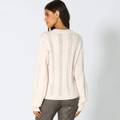 Damen NKD Damen-Pullover mit Zopfstrickmuster