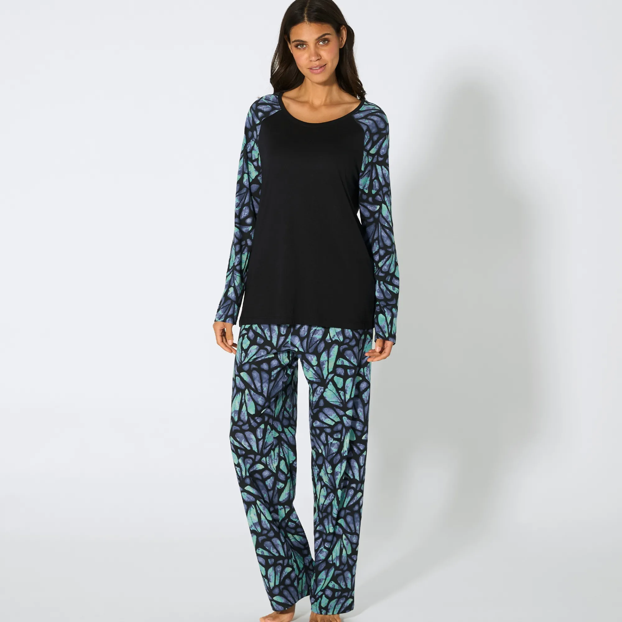 Damen NKD Damen-Pyjama mit Schmetterlingsmuster, 2-teilig