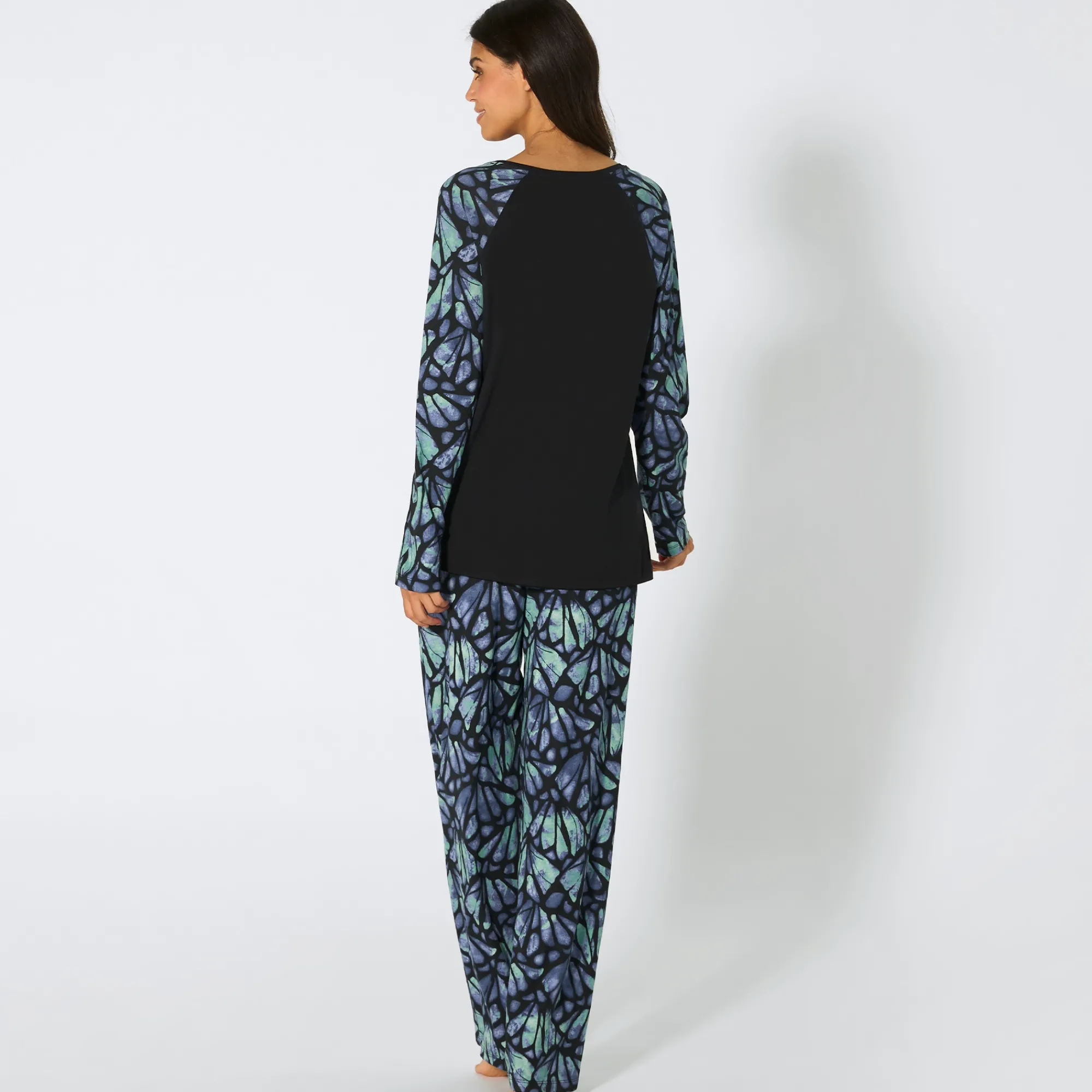 Damen NKD Damen-Pyjama mit Schmetterlingsmuster, 2-teilig