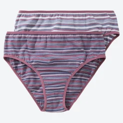 Damen NKD Damen-Rioslip mit Streifen, 2er-Pack