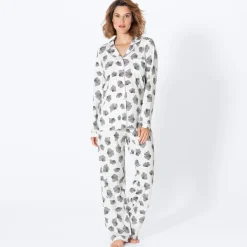Damen NKD Damen-Schlafanzug mit Ginkgo-Print, 2-teilig