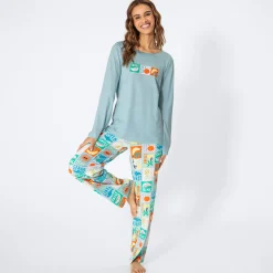 Damen NKD Damen-Schlafanzug mit Sommer-Motiven, 2-teilig
