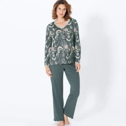 Damen NKD Damen-Schlafanzug mit V-Ausschnitt, 2-teilig
