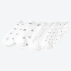 Damen NKD Damen-Sneaker-Socken mit Tupfen-Design, 4er-Pack