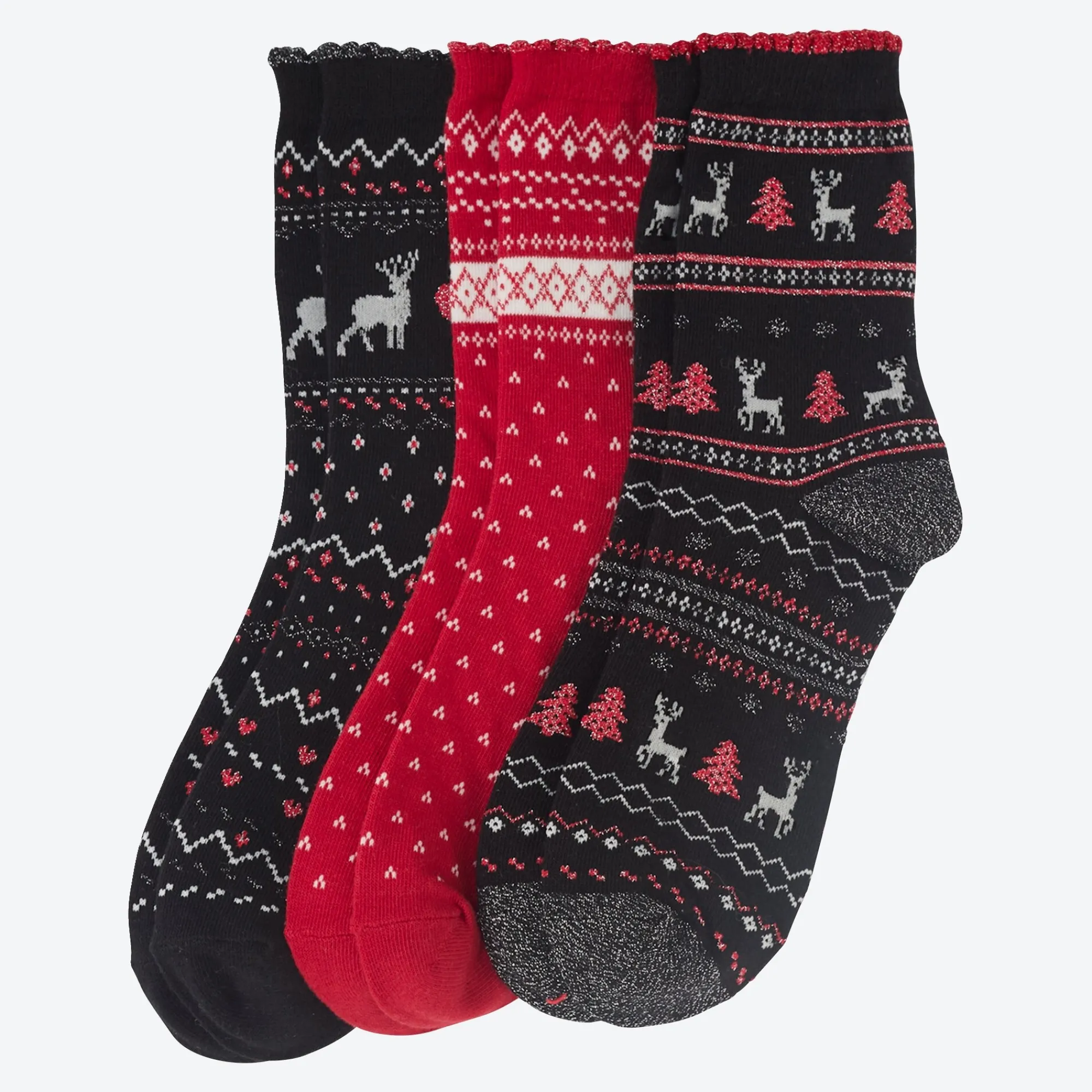 Damen NKD Damen-Socken mit Norweger-Muster, 3er-Pack