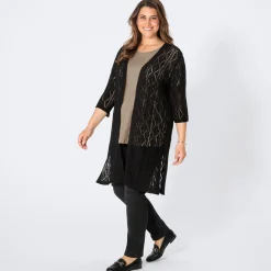 Damen NKD Damen-Strickjacke mit Ajourmuster, große Größen