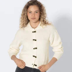 Damen NKD Damen-Strickjacke mit Duffle-Knöpfen