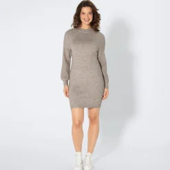 Damen NKD Damen-Strickkleid mit Rundhalsausschnitt